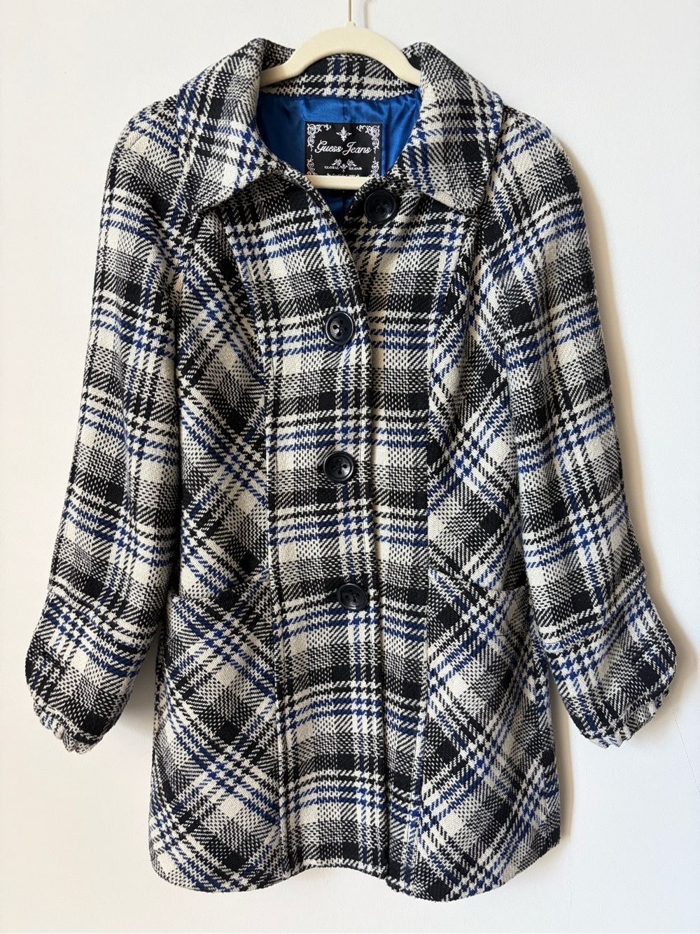 GUESS Plaid Wool Blend Coat
